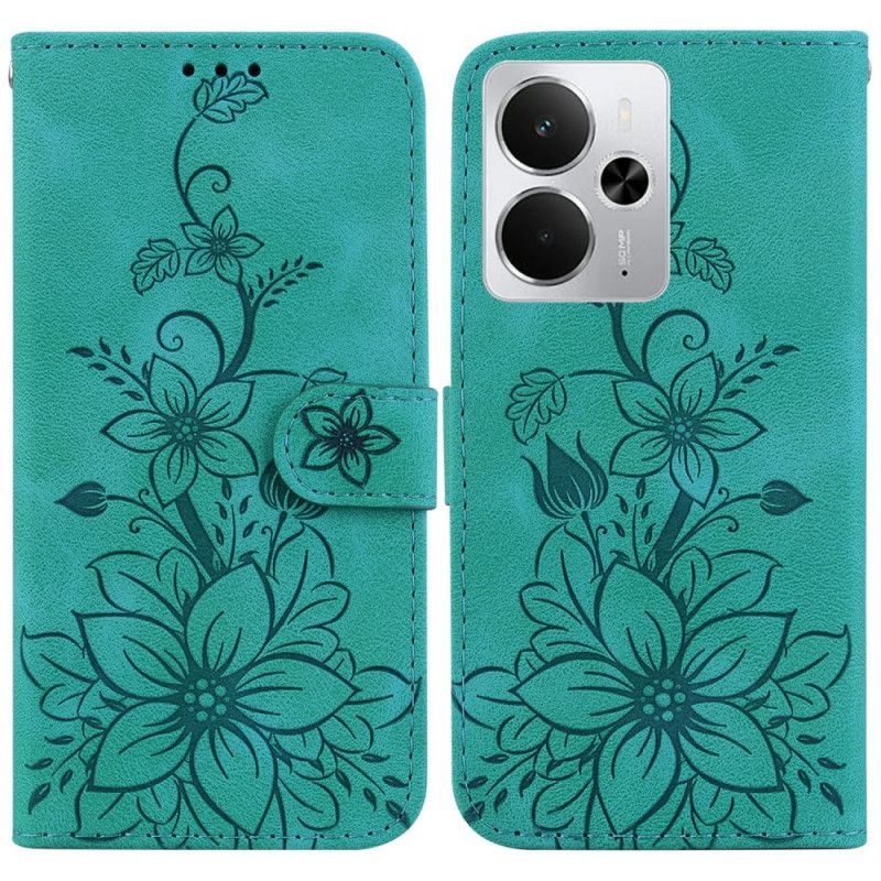 Kožený Kryt Na Realme 14 5g Květy Lilií