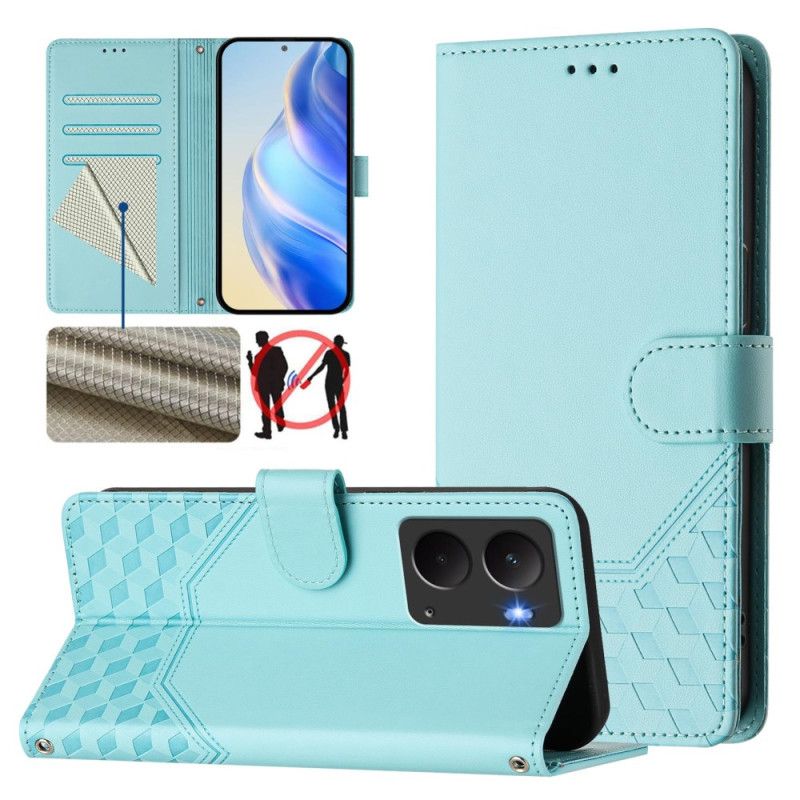 Kožený Kryt Na Realme 14 5g Rfid Vzor S Voštinovým Vzorem