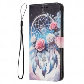 Kožený Kryt Realme 14 5g Květinový Vzor A Lapač Snů