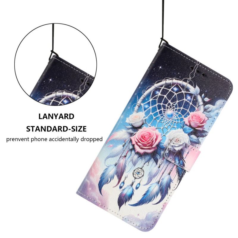 Kožený Kryt Realme 14 5g Květinový Vzor A Lapač Snů