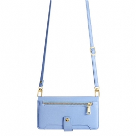 Kožený Kryt Realme 14 5g Peněženka Na Zip S Popruhem A Ramenním Popruhem