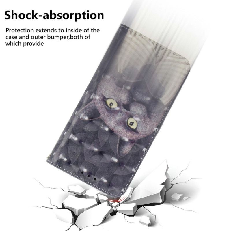 Kožený Kryt Realme 14 5g Šedá Kočka Se Šňůrkou