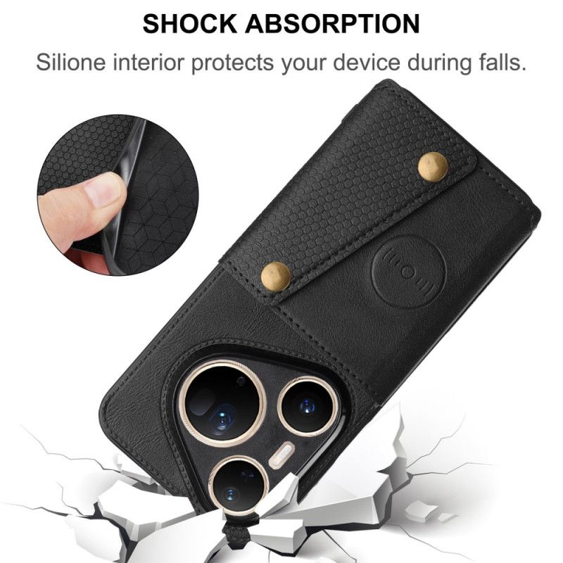 Kryt Na Huawei Pura 80 Ultra Pouzdro Na Karty S Koženým Efektem