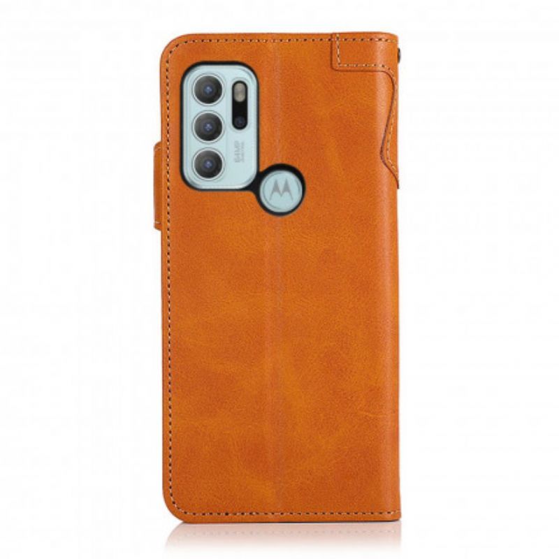 Flipové Pouzdro Na Moto G60S Knoflík Khazneh Z Umělé Kůže