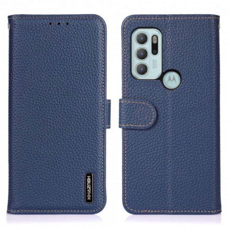 Kožené Pouzdro Na Moto G60S Khazneh Liči Kůže