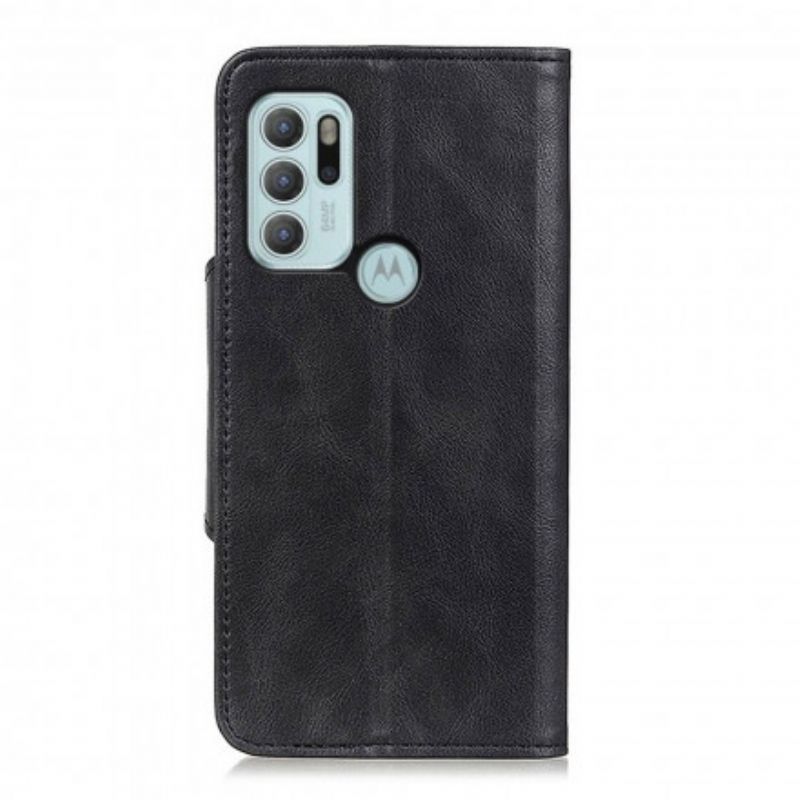 Kožené Pouzdro Na Moto G60S Knoflíček Z Umělé Kůže