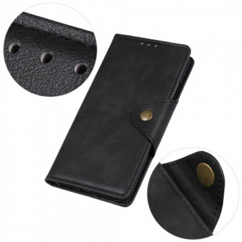 Kožené Pouzdro Na Moto G60S Knoflíček Z Umělé Kůže