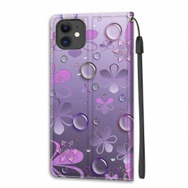 Flipové Pouzdro Na iPhone 11 Ilustrace Fialových Květů