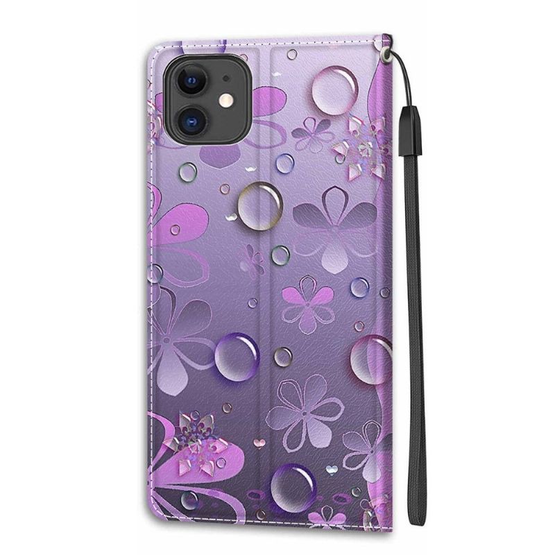 Flipové Pouzdro Na iPhone 11 Ilustrace Fialových Květů