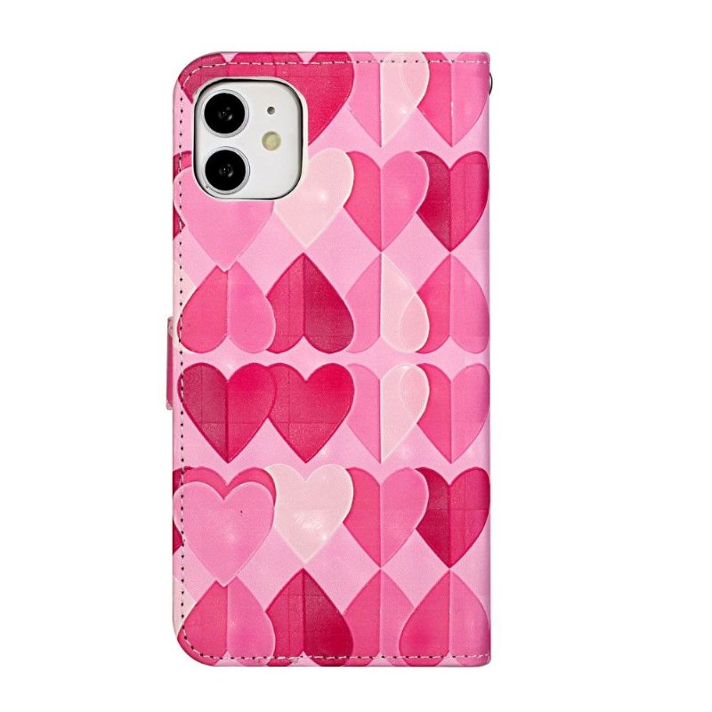 Flipové Pouzdro Na iPhone 11 Srdce + Popruh Přes Rameno