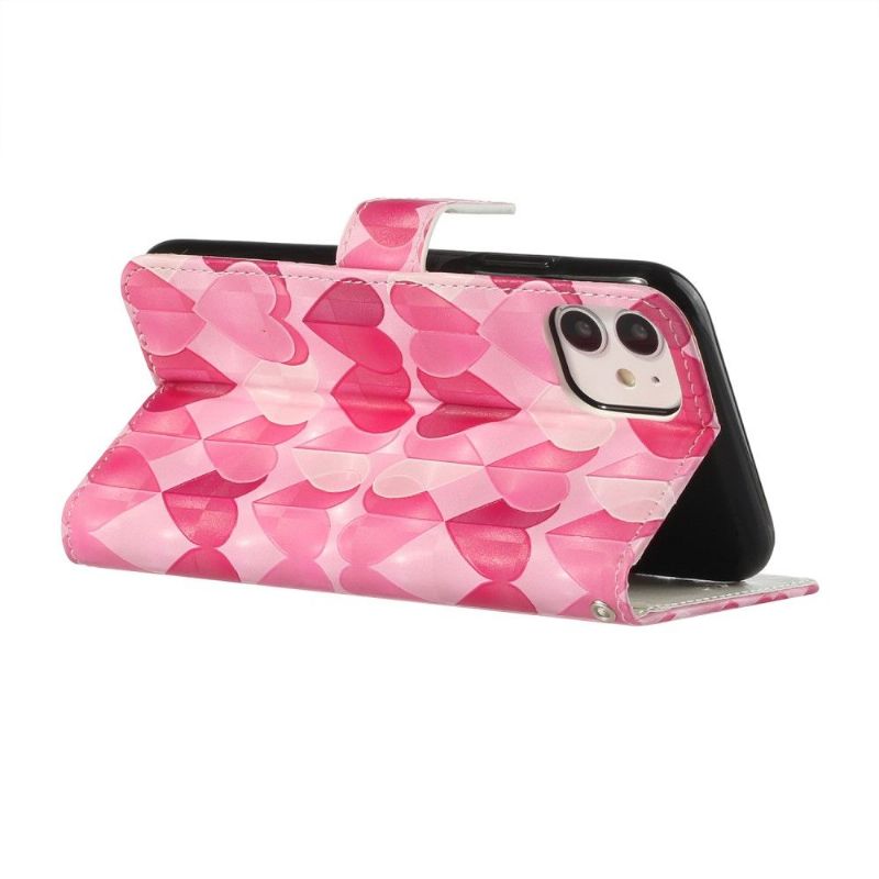Flipové Pouzdro Na iPhone 11 Srdce + Popruh Přes Rameno