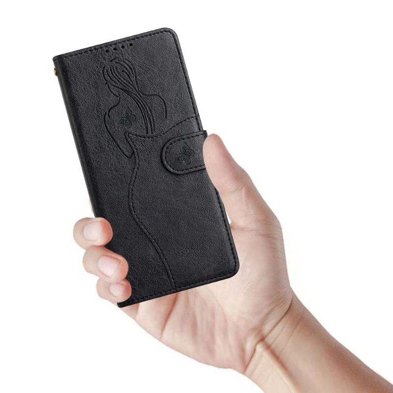 Kožené Pouzdro Na iPhone 11 Prémiová Ilustrační Dívka