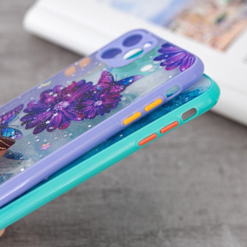 Kryt Na iPhone 11 Průhledné Fialové Květiny A Motýli