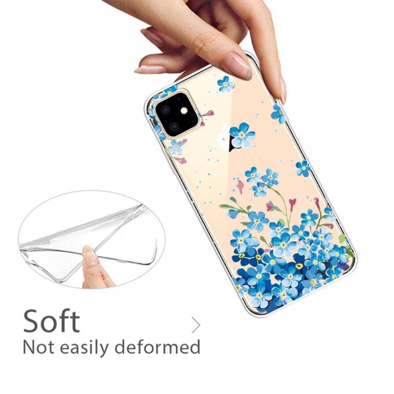 Kryt Na iPhone 11 Průhledné Modré Květy