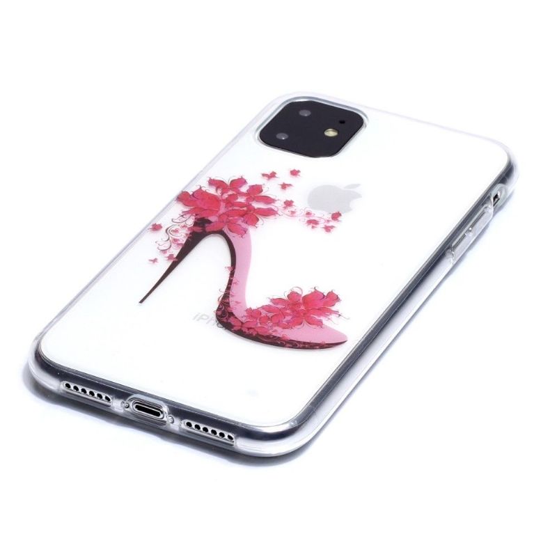Kryt Na iPhone 11 Transparentní Květinový Podpatek
