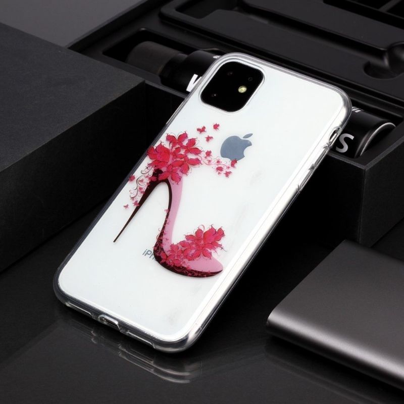 Kryt Na iPhone 11 Transparentní Květinový Podpatek
