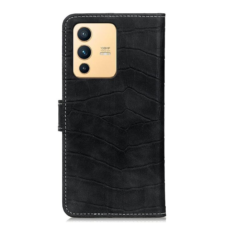 Flipové Pouzdro Na Vivo V23 5G Sešívání S Efektem Croc