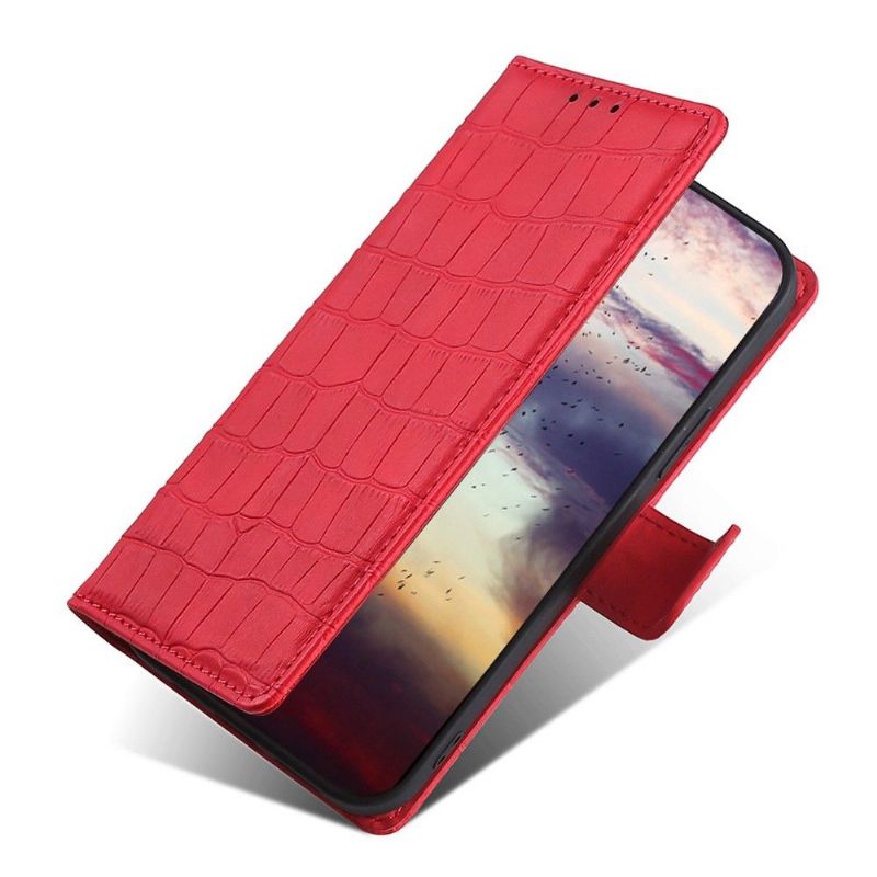 Flipové Pouzdro Na Samsung Galaxy S22 Ultra 5G Ana Faux Leather Croco Skin Effect