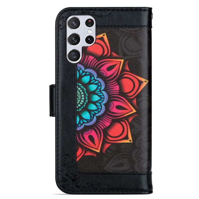 Flipové Pouzdro Na Samsung Galaxy S22 Ultra 5G Barevná Mandala Lady