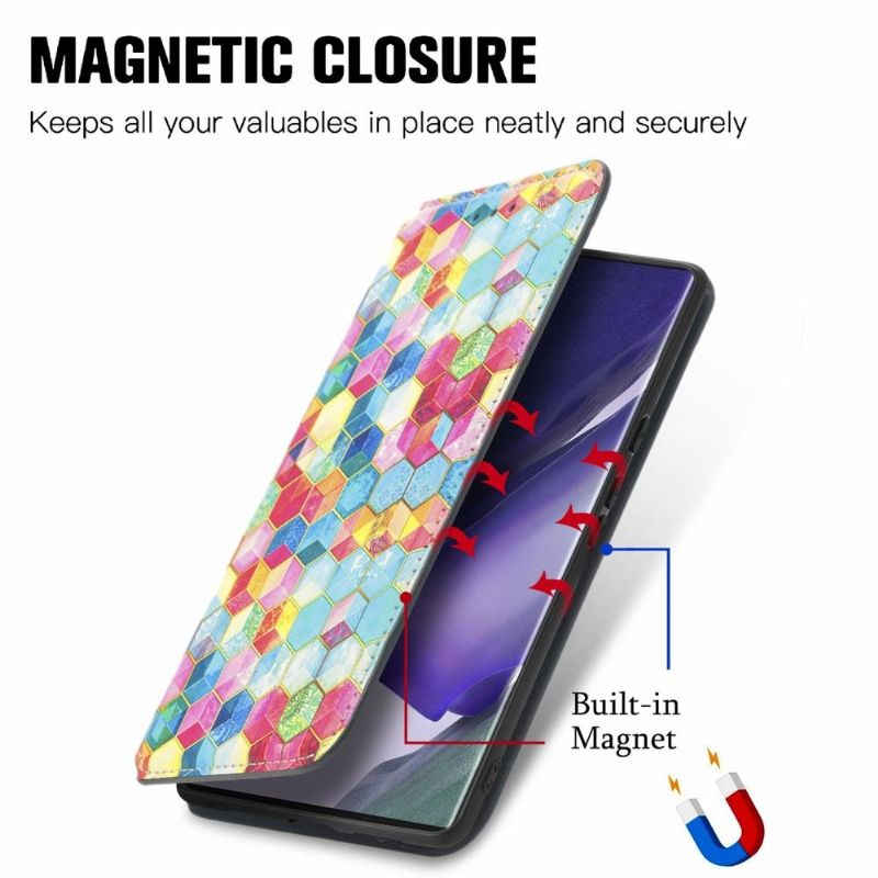 Flipové Pouzdro Na Samsung Galaxy S22 Ultra 5G Barevné Kostky
