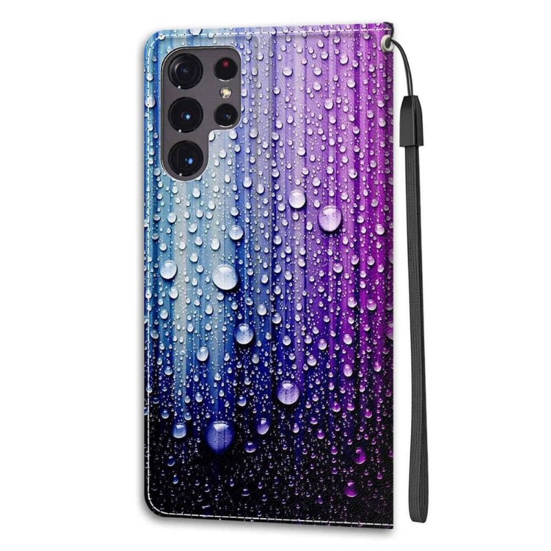 Flipové Pouzdro Na Samsung Galaxy S22 Ultra 5G Kapky Vody
