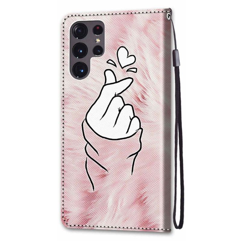 Flipové Pouzdro Na Samsung Galaxy S22 Ultra 5G Korejské Srdce