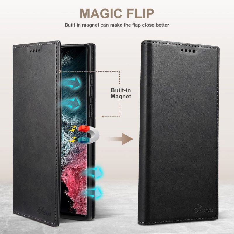 Flipové Pouzdro Na Samsung Galaxy S22 Ultra 5G Kožené Pouzdro Kůže Ve Stylu Překlápění