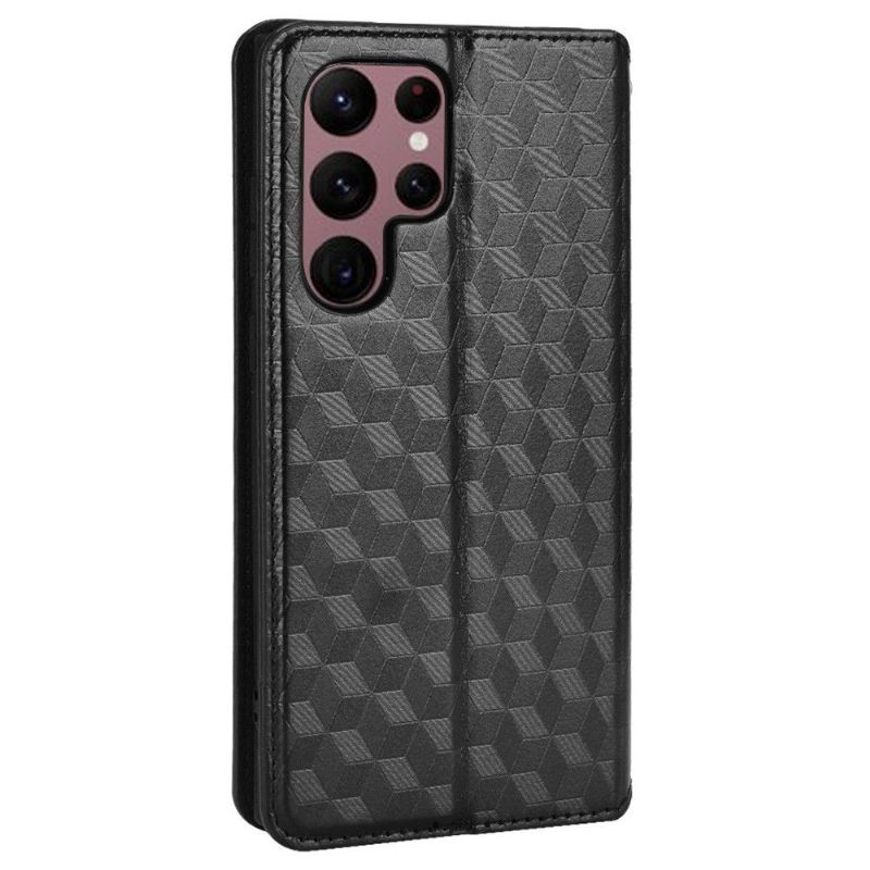 Flipové Pouzdro Na Samsung Galaxy S22 Ultra 5G Kožené Pouzdro Návrh Geometrie