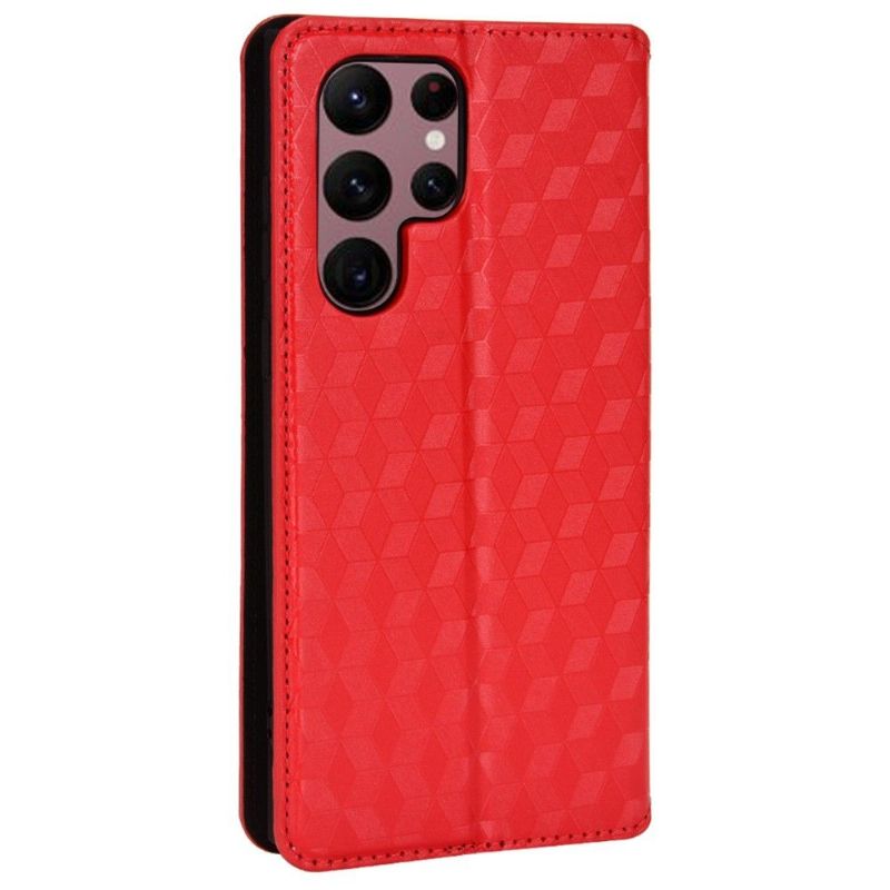 Flipové Pouzdro Na Samsung Galaxy S22 Ultra 5G Kožené Pouzdro Návrh Geometrie