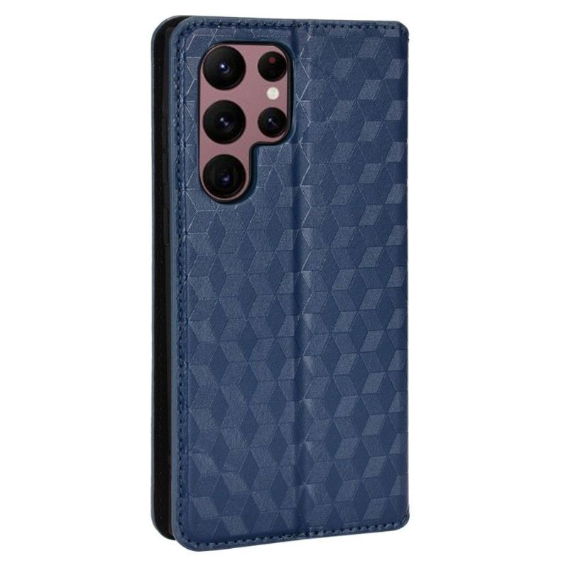 Flipové Pouzdro Na Samsung Galaxy S22 Ultra 5G Kožené Pouzdro Návrh Geometrie