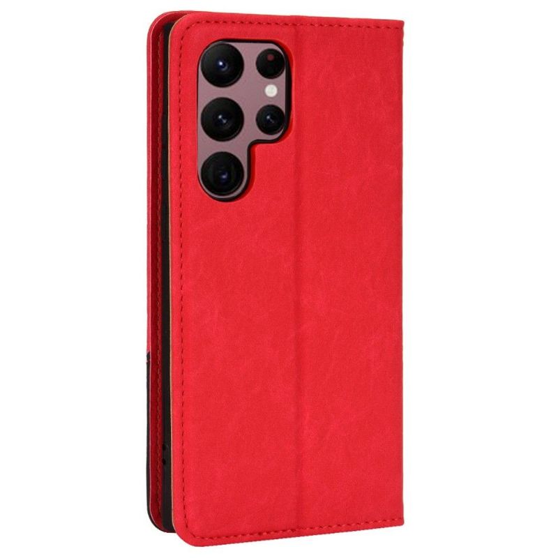 Flipové Pouzdro Na Samsung Galaxy S22 Ultra 5G Kožené Pouzdro Retro Umělá Kůže