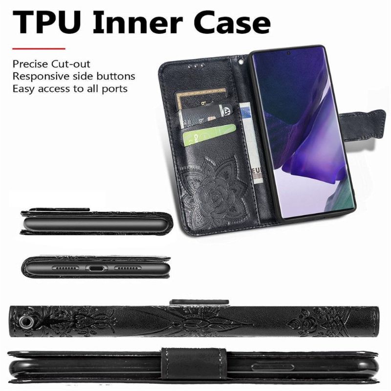 Flipové Pouzdro Na Samsung Galaxy S22 Ultra 5G Reliéfní Motýl