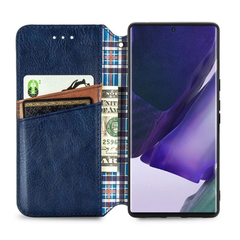 Kožené Pouzdro Na Samsung Galaxy S22 Ultra 5G Držák Karty Kub Design