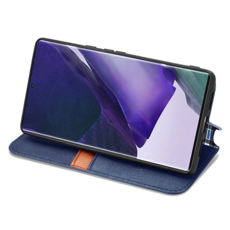 Kožené Pouzdro Na Samsung Galaxy S22 Ultra 5G Držák Karty Kub Design