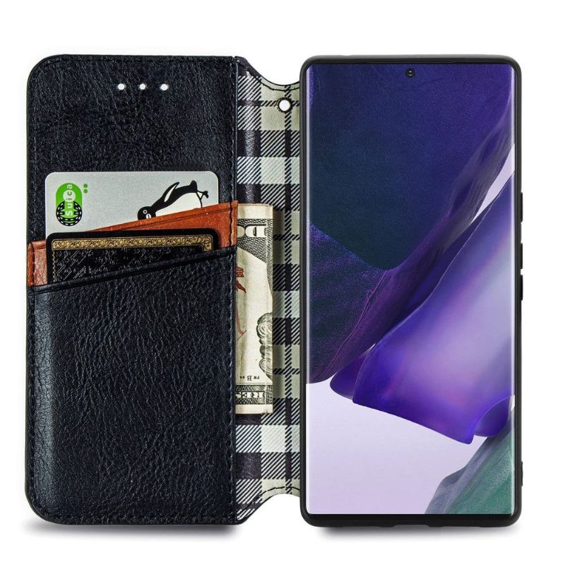 Kožené Pouzdro Na Samsung Galaxy S22 Ultra 5G Držák Karty Kub Design