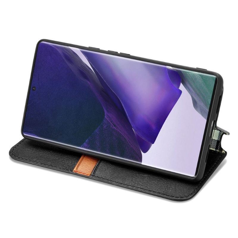 Kožené Pouzdro Na Samsung Galaxy S22 Ultra 5G Držák Karty Kub Design