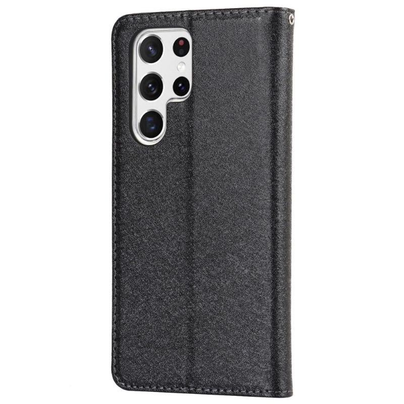 Kožené Pouzdro Na Samsung Galaxy S22 Ultra 5G Flipové Pouzdro Držák Karty Blue Moon Flap