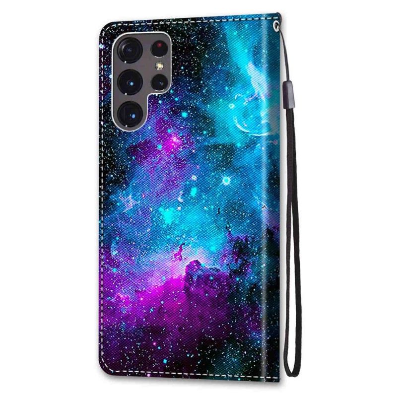 Kožené Pouzdro Na Samsung Galaxy S22 Ultra 5G Mlhovina