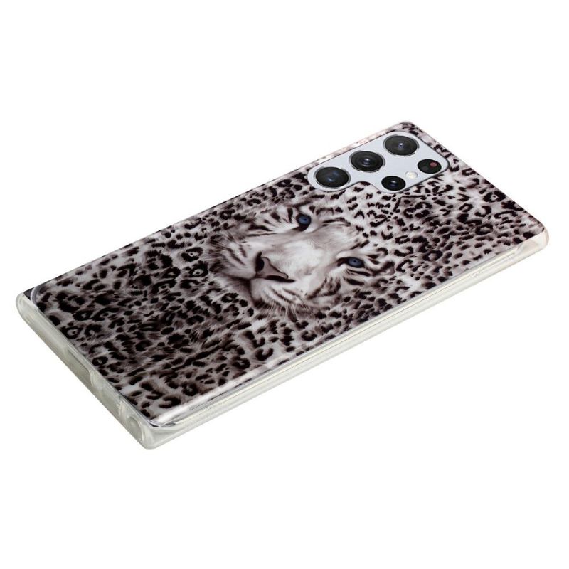 Kryt Na Samsung Galaxy S22 Ultra 5G Světelný Sněžný Leopard