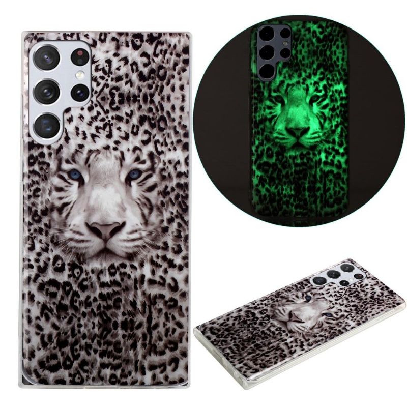 Kryt Na Samsung Galaxy S22 Ultra 5G Světelný Sněžný Leopard
