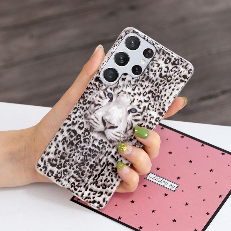 Kryt Na Samsung Galaxy S22 Ultra 5G Světelný Sněžný Leopard