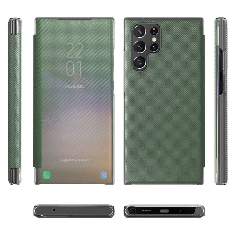 Kryty Na Mobil Na Samsung Galaxy S22 Ultra 5G Flipové Pouzdro Uhlíkové Vlákno