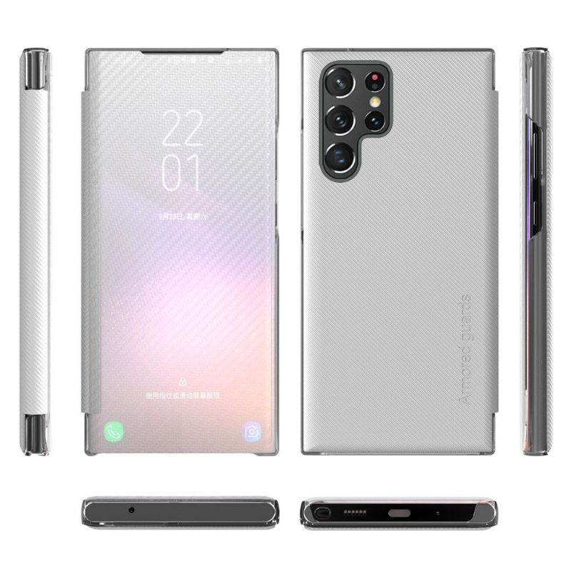 Kryty Na Mobil Na Samsung Galaxy S22 Ultra 5G Flipové Pouzdro Uhlíkové Vlákno