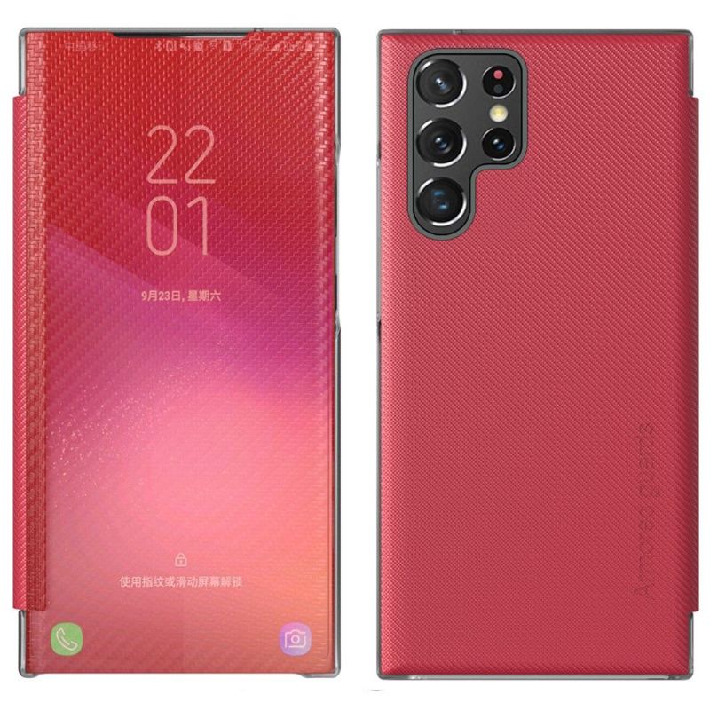 Kryty Na Mobil Na Samsung Galaxy S22 Ultra 5G Flipové Pouzdro Uhlíkové Vlákno