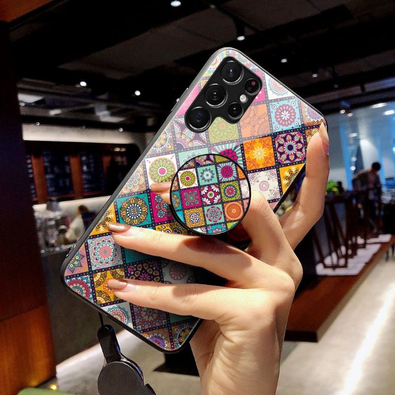 Kryty Na Mobil Na Samsung Galaxy S22 Ultra 5G Mandalový Kaleidoskop Se Stojanem