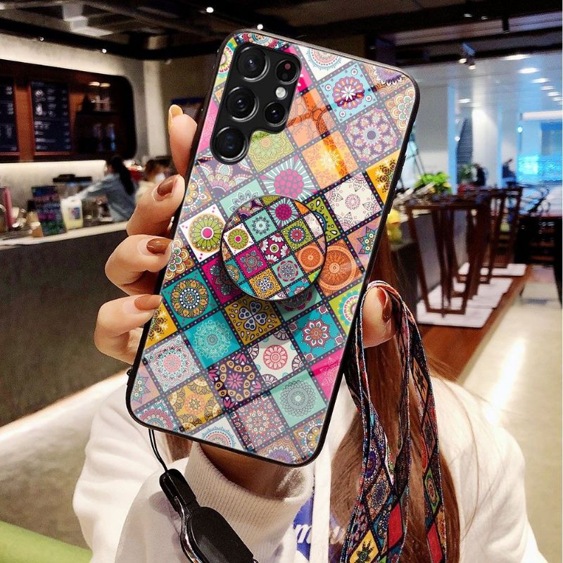 Kryty Na Mobil Na Samsung Galaxy S22 Ultra 5G Mandalový Kaleidoskop Se Stojanem
