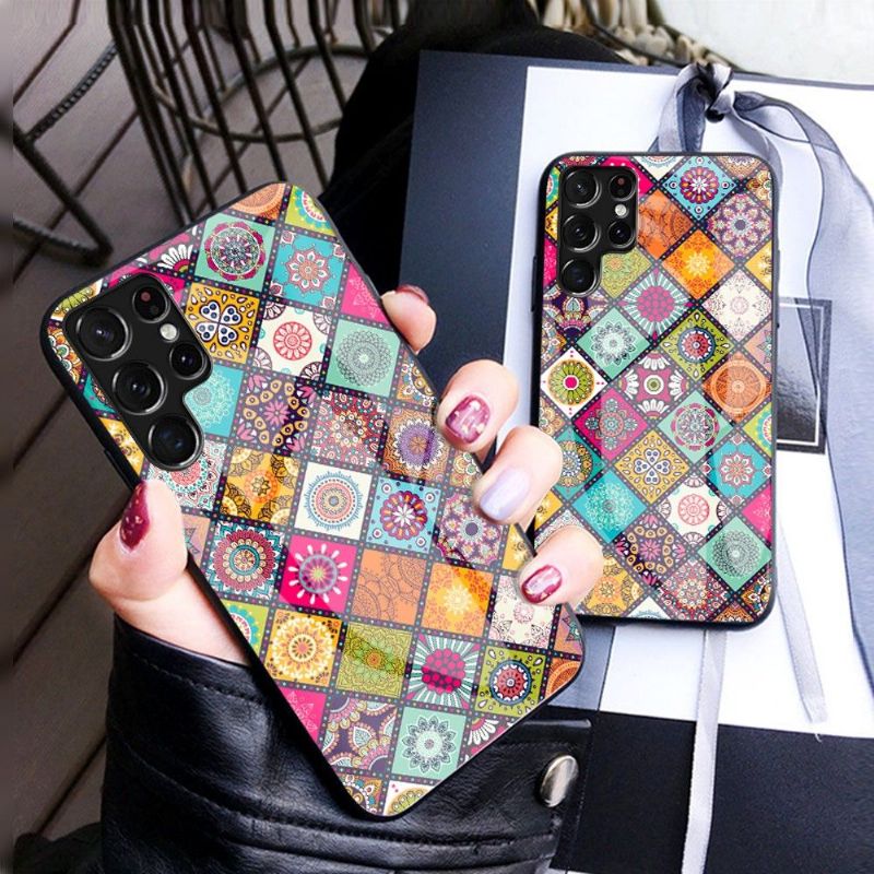 Kryty Na Mobil Na Samsung Galaxy S22 Ultra 5G Mandalový Kaleidoskop Se Stojanem