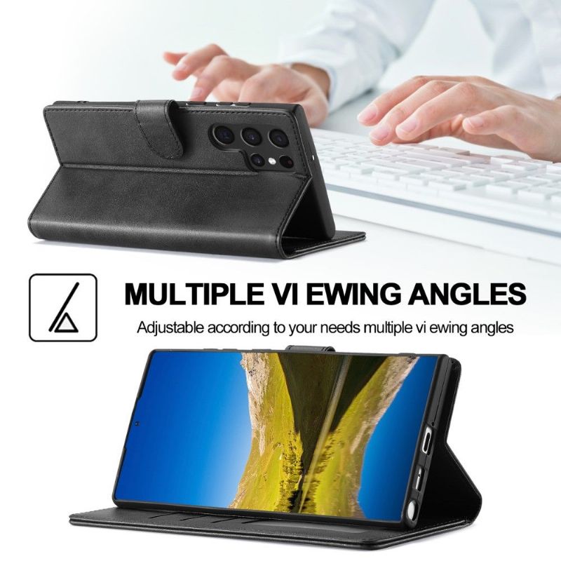 Pouzdra Na Samsung Galaxy S22 Ultra 5G Flipové Pouzdro Kožený Efekt Lc.imeeke