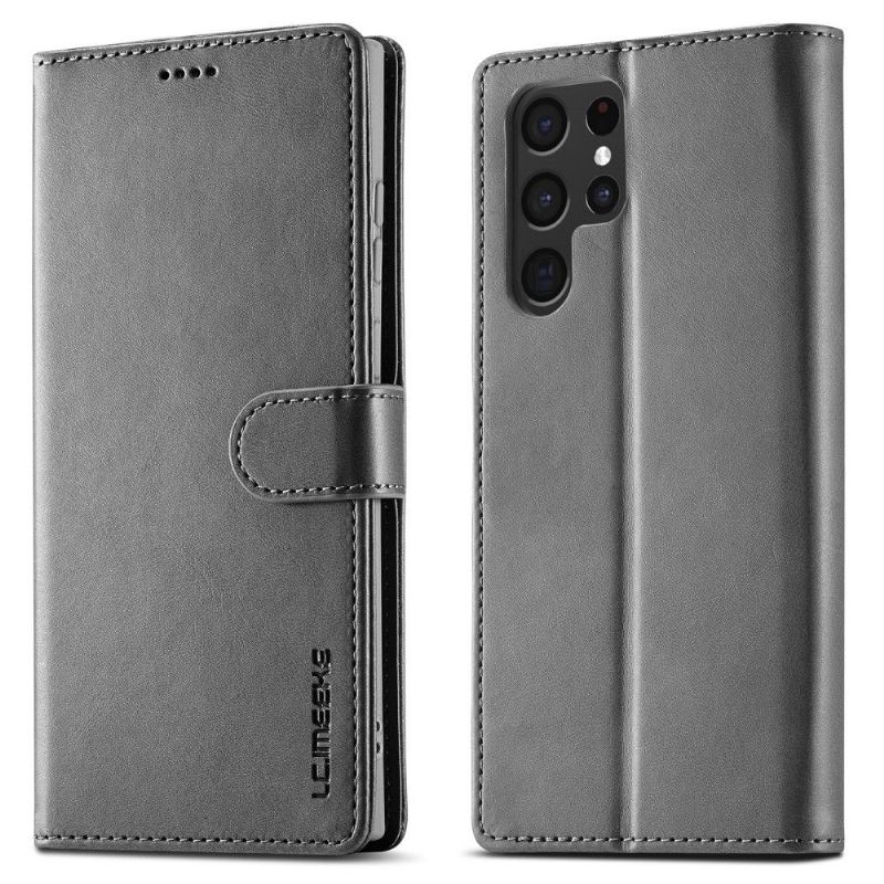 Pouzdra Na Samsung Galaxy S22 Ultra 5G Flipové Pouzdro Kožený Efekt Lc.imeeke