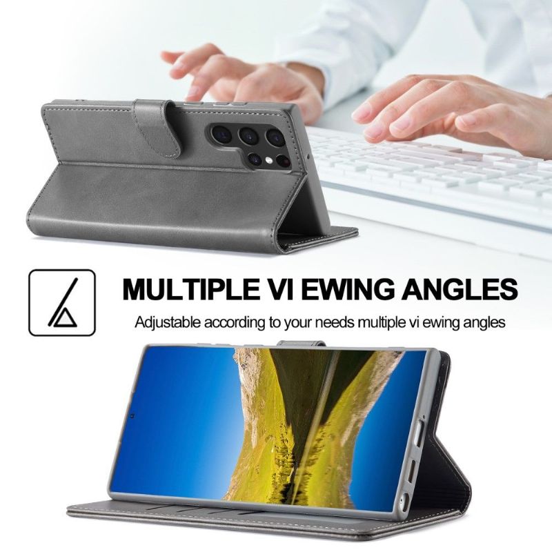 Pouzdra Na Samsung Galaxy S22 Ultra 5G Flipové Pouzdro Kožený Efekt Lc.imeeke